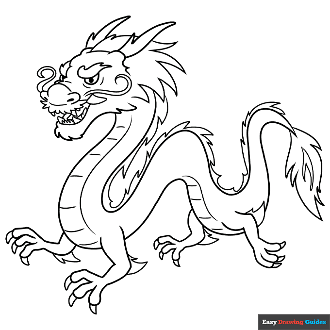 Chinese dragon coloring page easy drawing guides