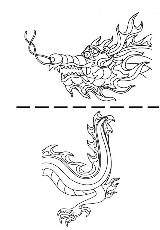 Clip art with a dragon head and a dragon tail for coloring chinese crafts chinese new year dragon dragon crafts