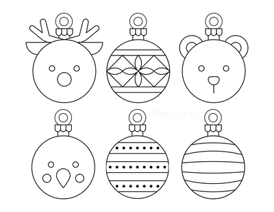 Printable christmas ornaments coloring pages blank templates