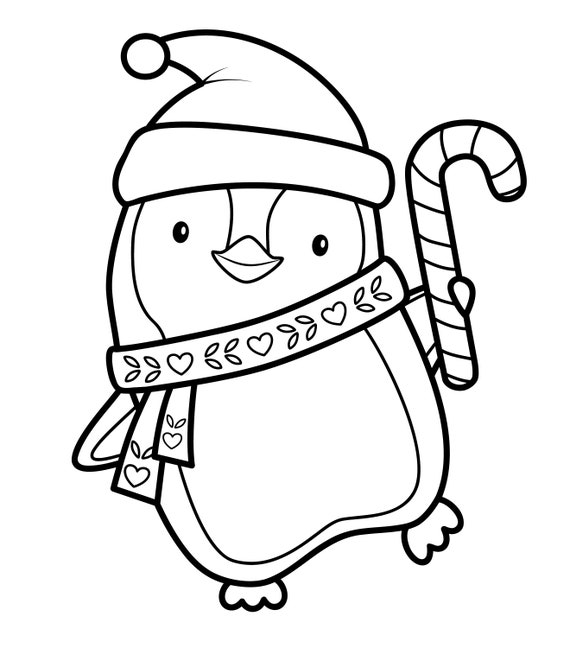 Easy cute christmas coloring book pages for kids