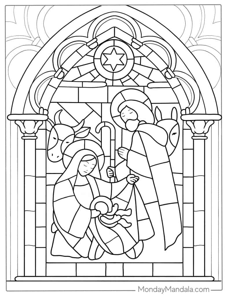 Stained glass coloring pages free pdf printables