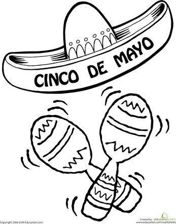 Color the cinco de mayo sombrero worksheet education cinco de mayo crafts cinco de mayo holiday worksheets