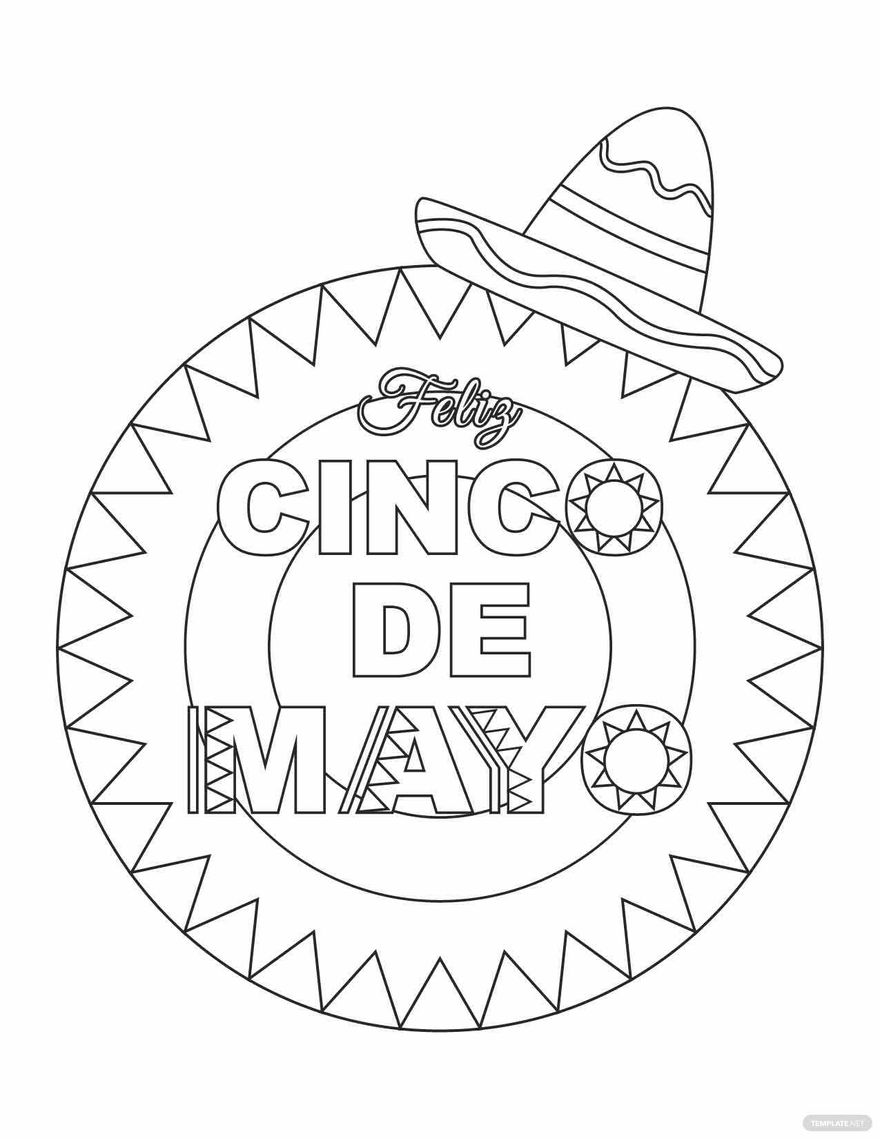 Free cinco de mayo feliz coloring page