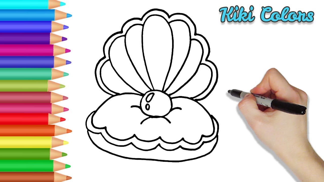 How to draw cla with pearl part teach drawing for kids and toddlers coloring page video