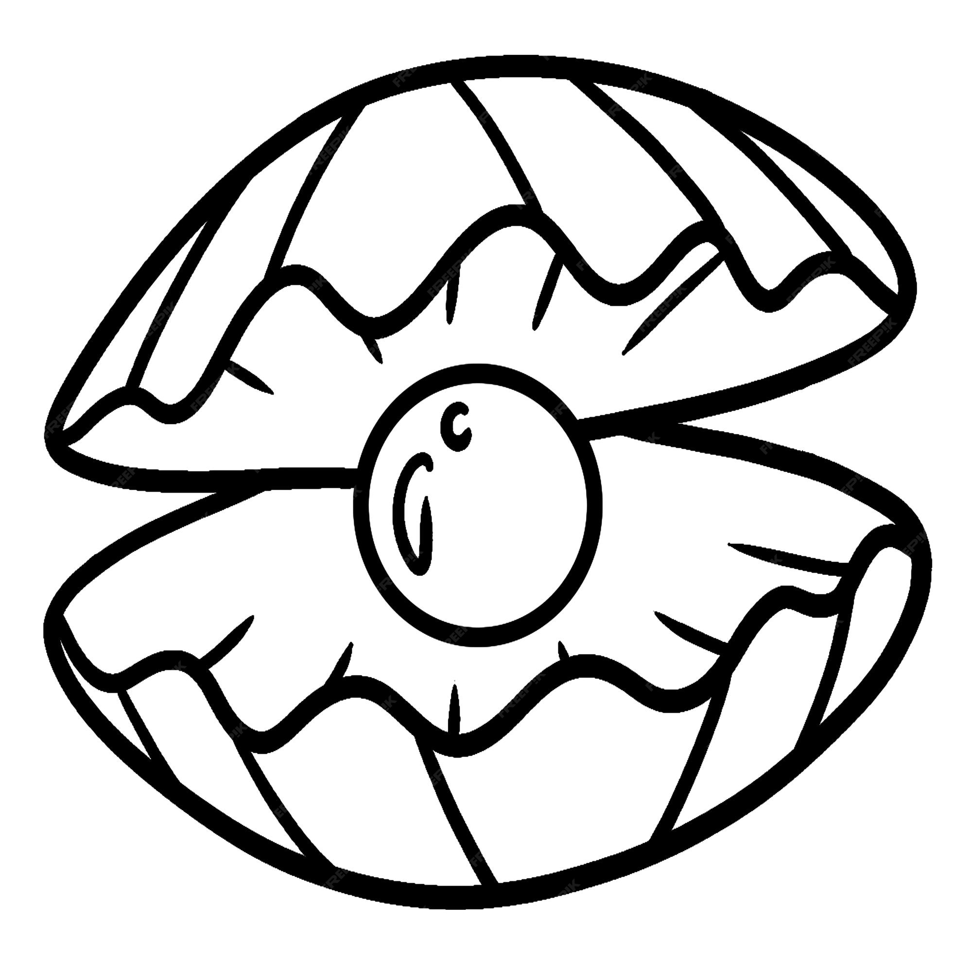 Premium vector pearl in sea shell isolated coloring page for kids