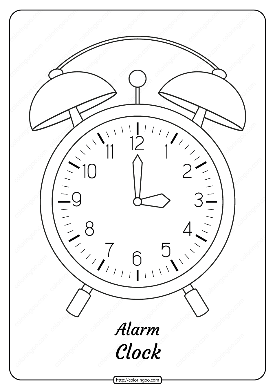 Free printable alarm clock pdf coloring page clock drawings clock clock printable