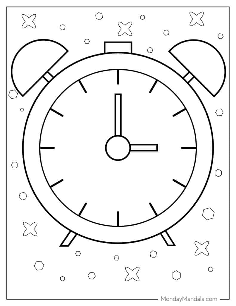 Clock coloring pages free pdf printables