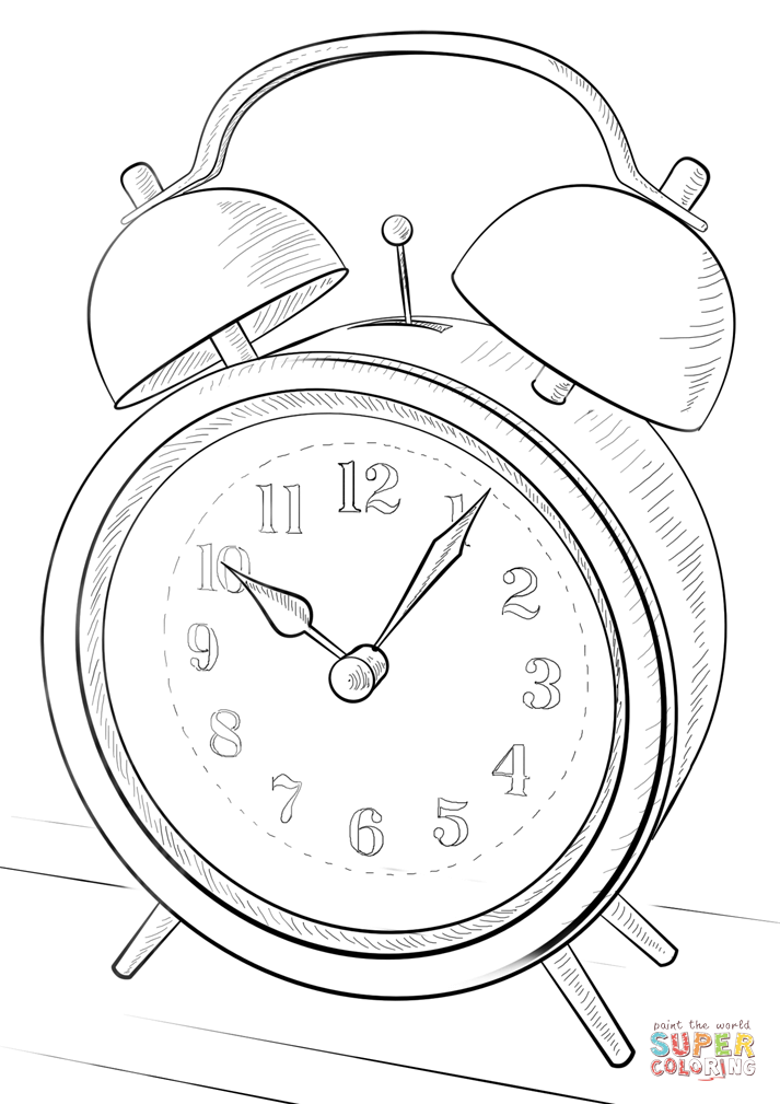 Alarm clock coloring page free printable coloring pages