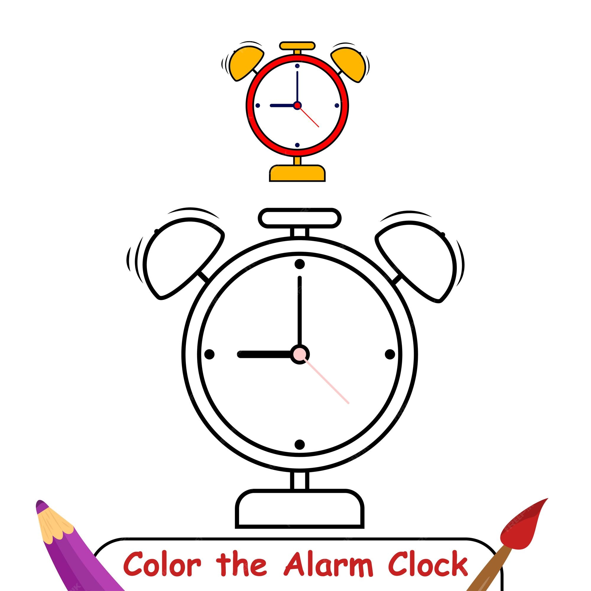 Premium vector vector coloring page for kids alarm clock vector graphics