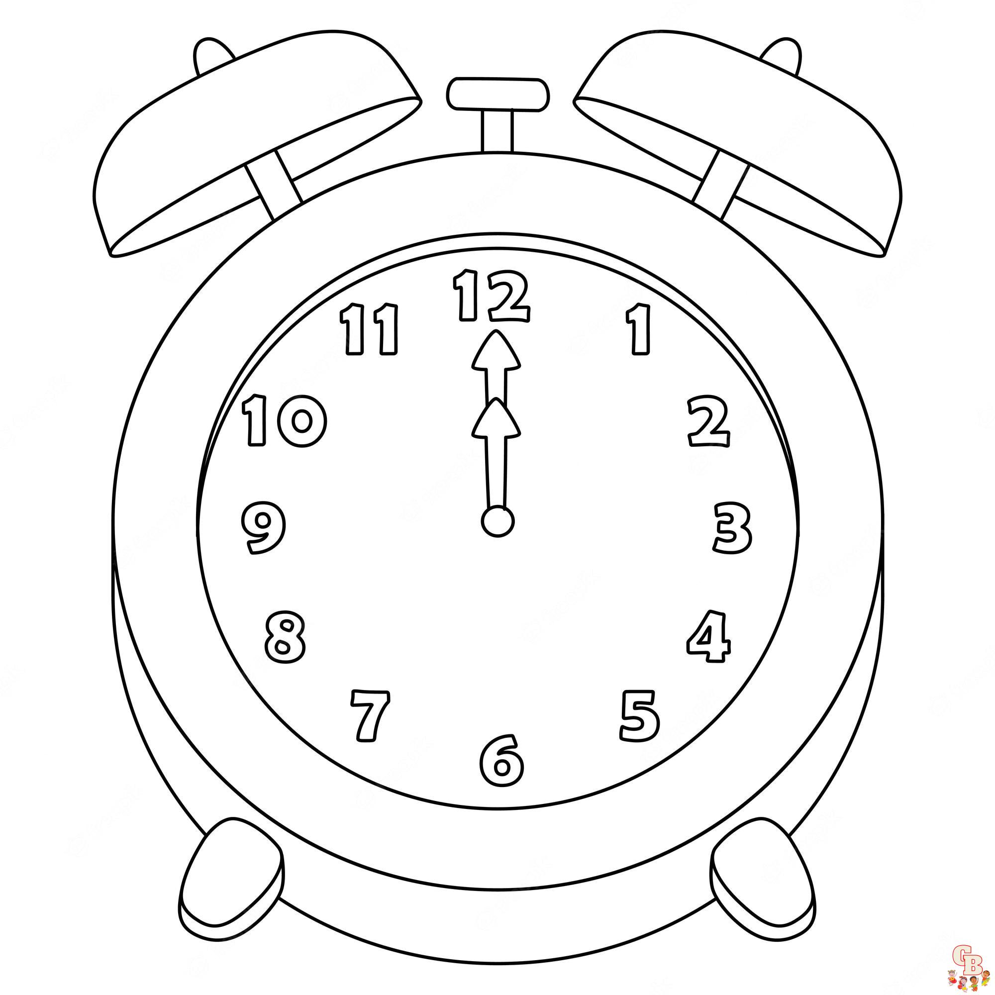 Free printable clock coloring pages for kids