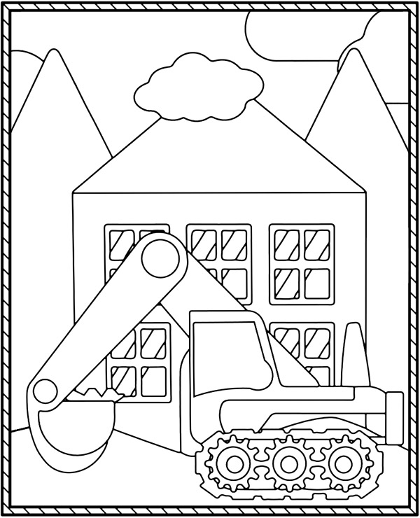 Simple coloring page digger excavator