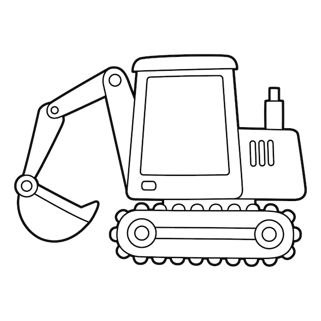 Premium vector a cute and funny coloring page of an excavator vehicle provides hours of coloring fun for children to color this page is very easy suitable for little kids and