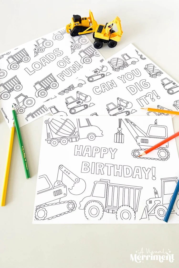 Free printable construction coloring pages for a party a visual merriment kids crafts adult diys parties planning home decor