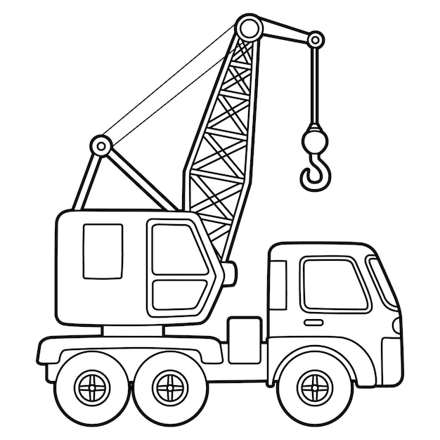 Premium vector a cute and funny coloring page of a crane vehicle provides hours of coloring fun for children to color this page is very easy suitable for little kids and