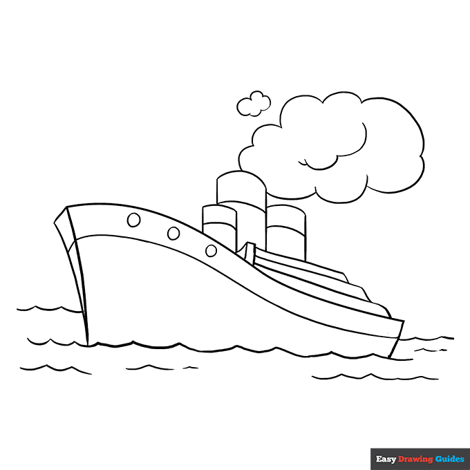 Ship coloring page easy drawing guides