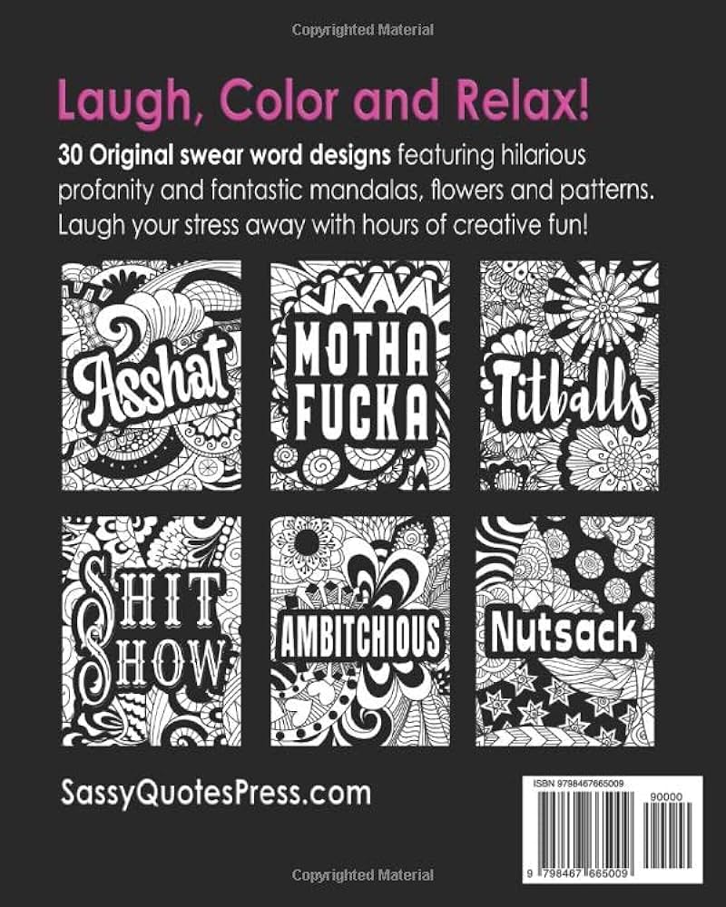 Swear word loring book for women cuss and lor midnight edition funny offensive cursing easy mandalas flowers and dark no bleed profanity word loring for adults with black pages sassy