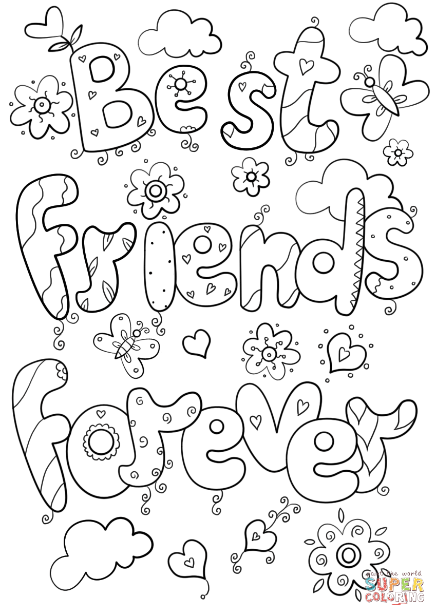 Best friends forever coloring page free printable coloring pages