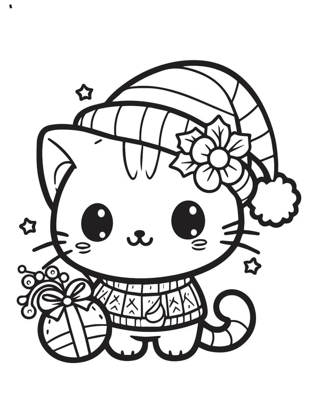 Free printable christmas cats coloring pages