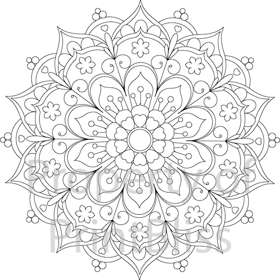 Flower mandala printable coloring page