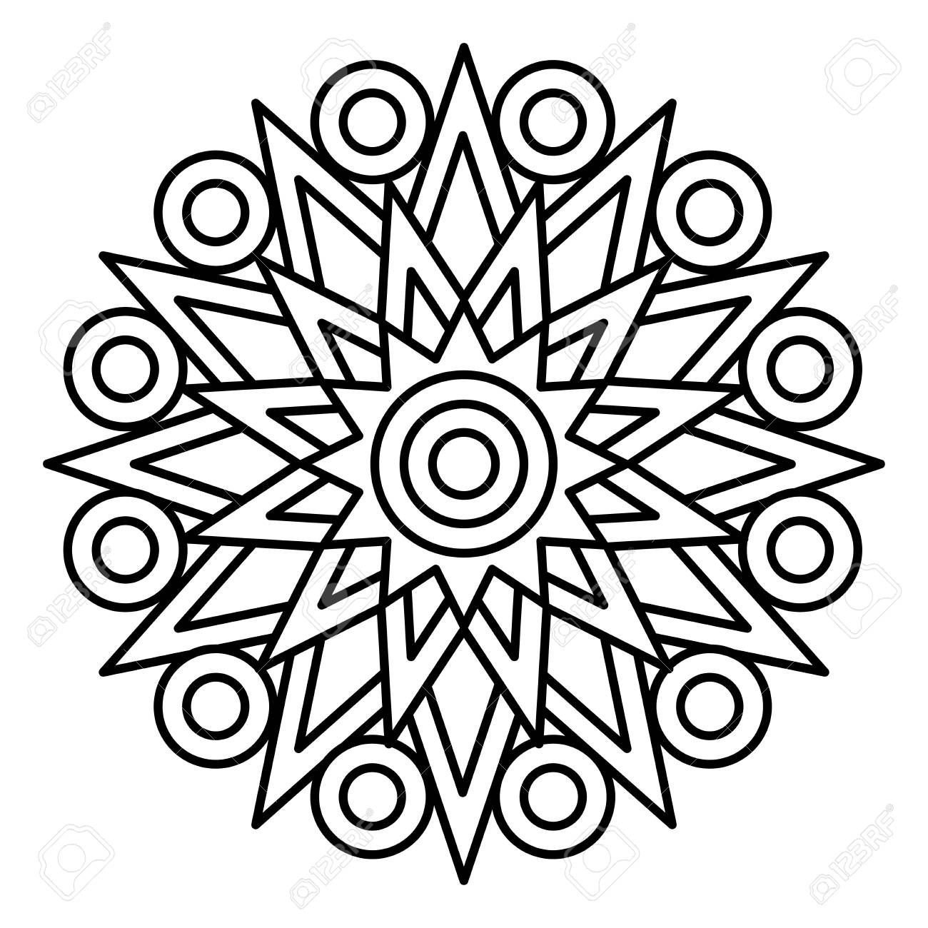 Simple mandala print easy coloring page illustration for kids and adult beginners royalty free svg cliparts vectors and stock illustration image