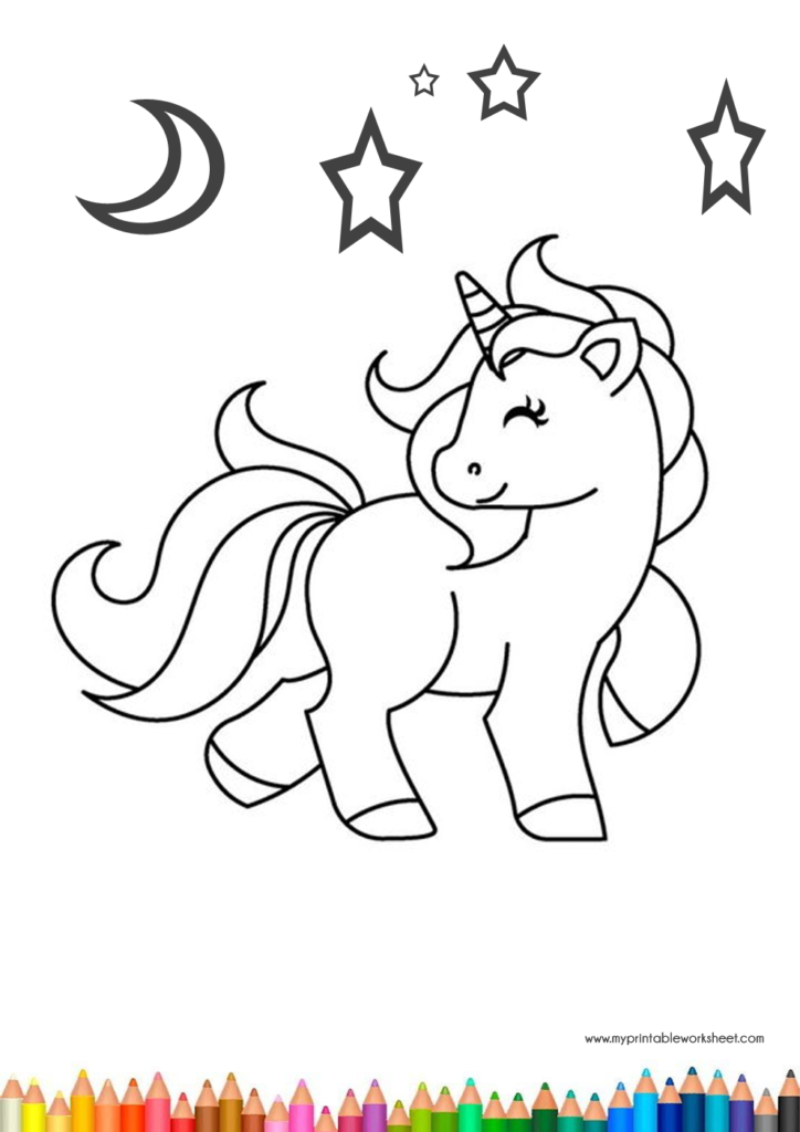 Magical unicorn coloring pages for kids