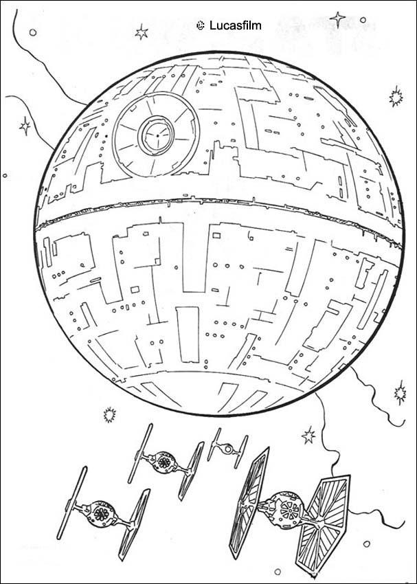 Death star and the fighters coloring pages