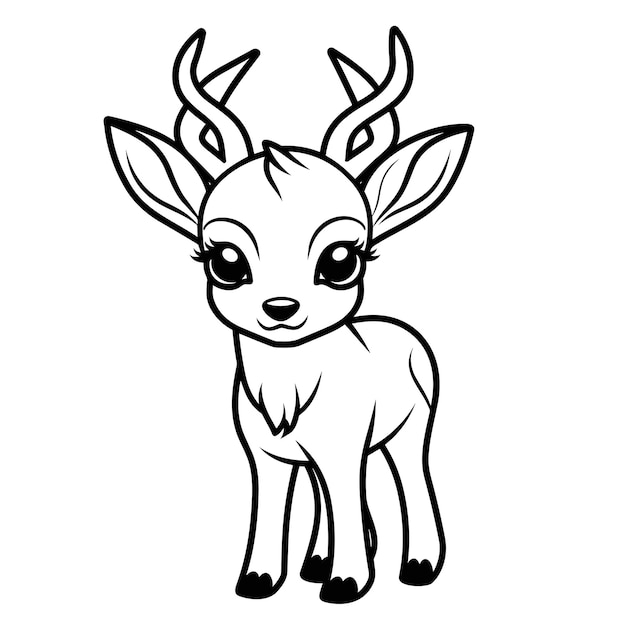 Premium vector coloring page outline of cute deer little fawn outline animal vector black and white