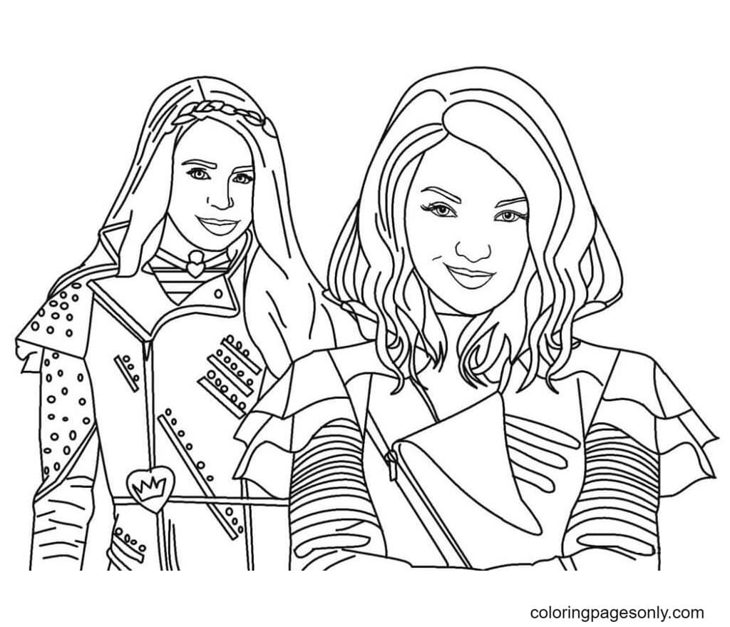 Mal and evie coloring pages printable for free download