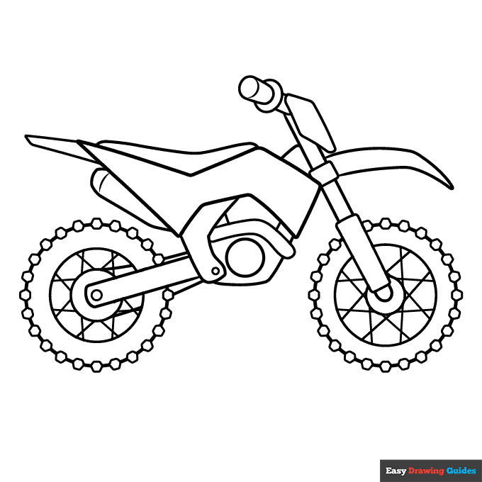 Dirt bike coloring page easy drawing guides