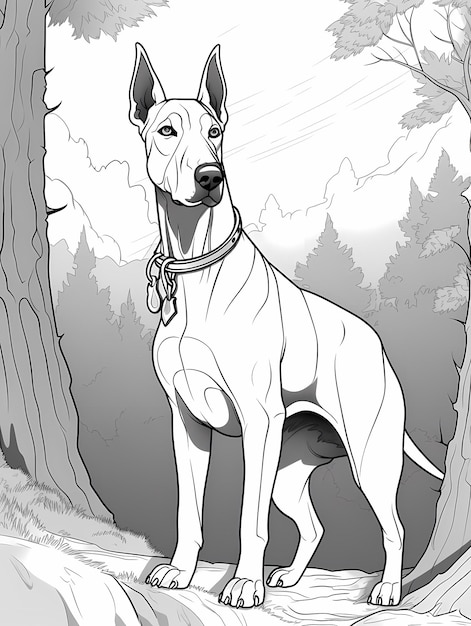 Premium ai image doberman pinscher dog collar scene coloring pages for kids cartoon