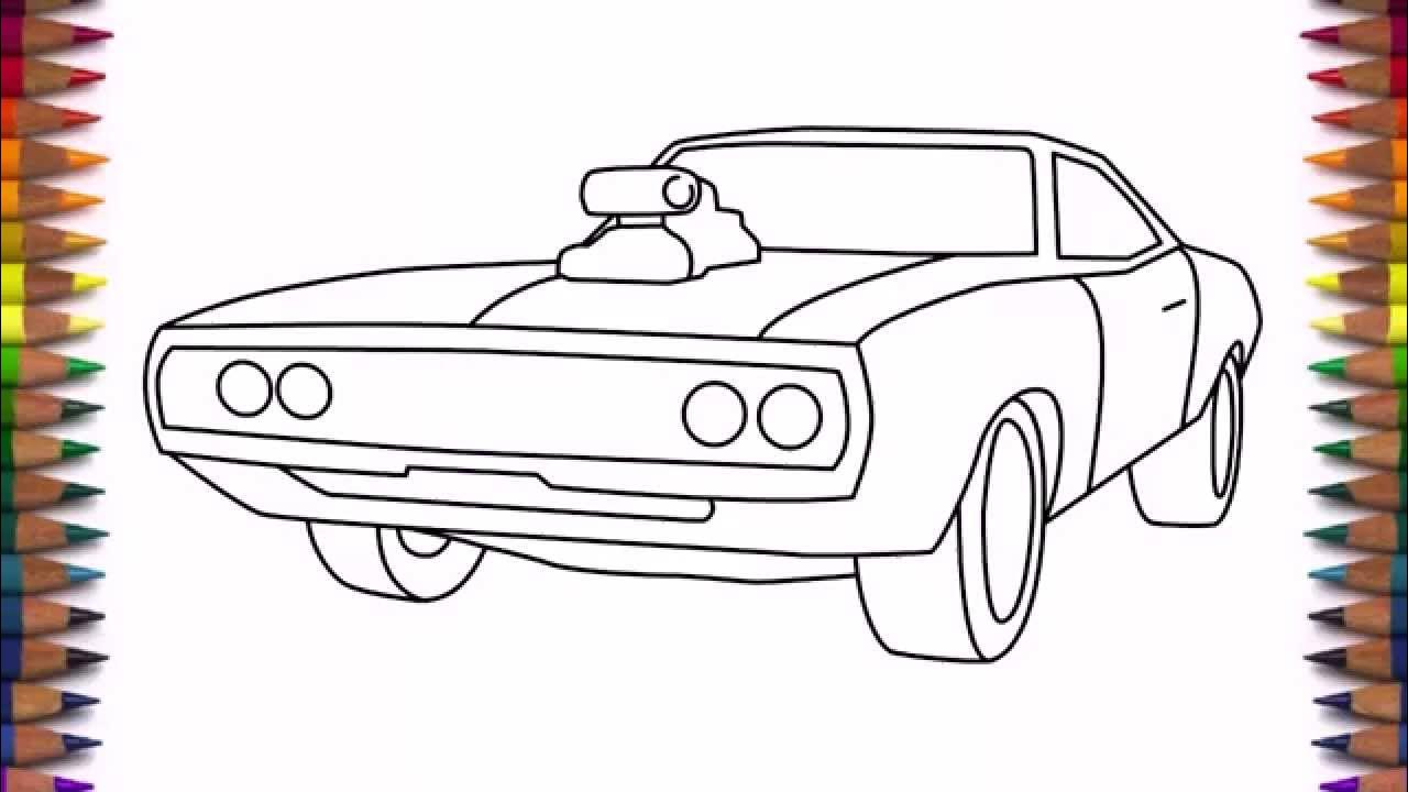 How to draw a car dodge charger step by step for beginners