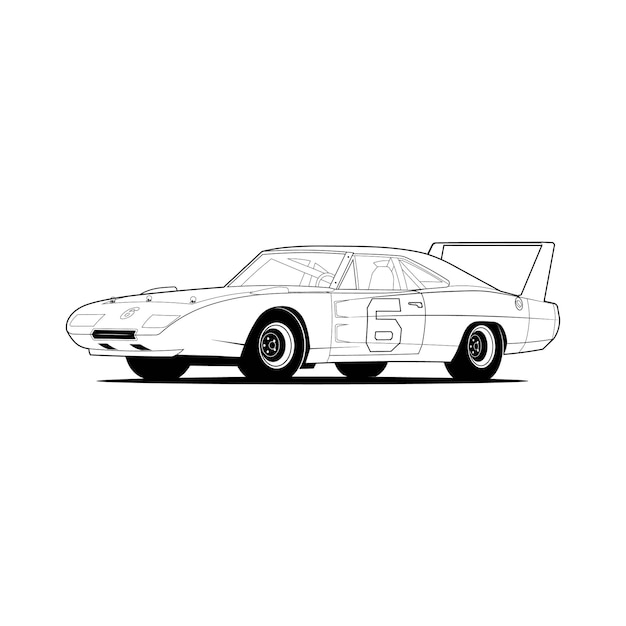 Premium vector car outline line art coloring page