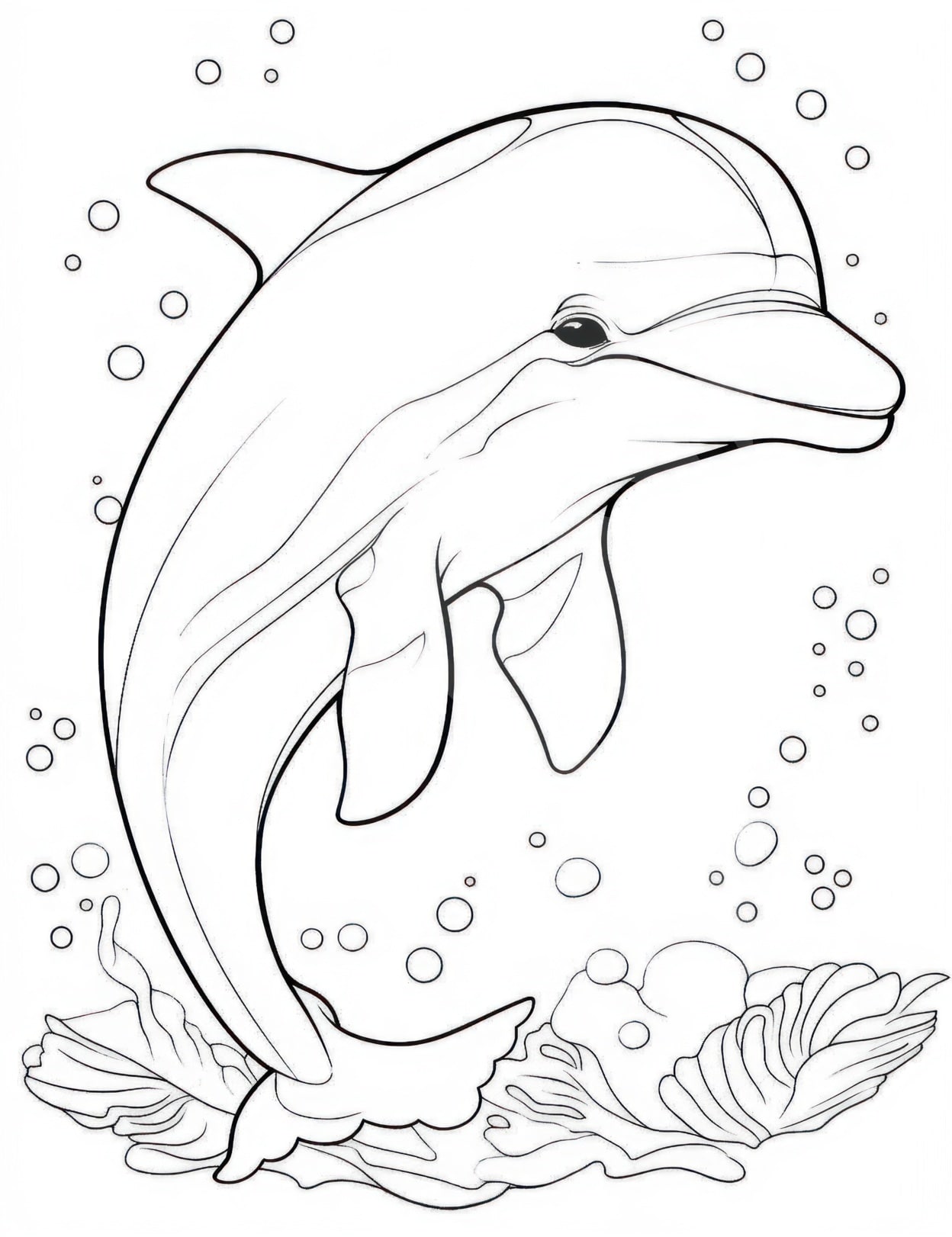 Dolphin coloring pages for kids and adults