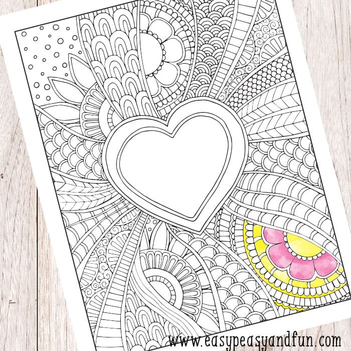 Doodle heart coloring page