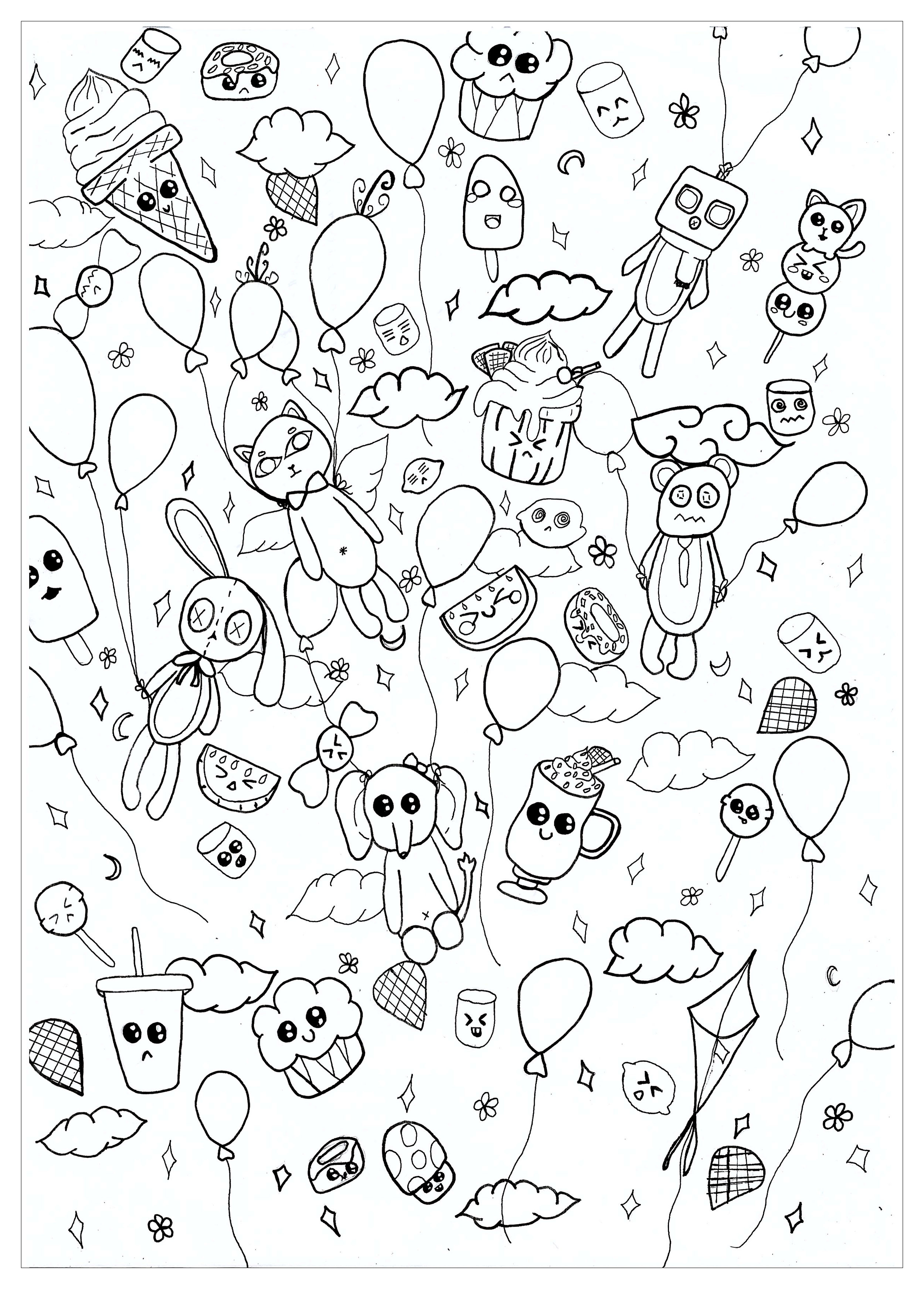 Doodle art free to color for kids