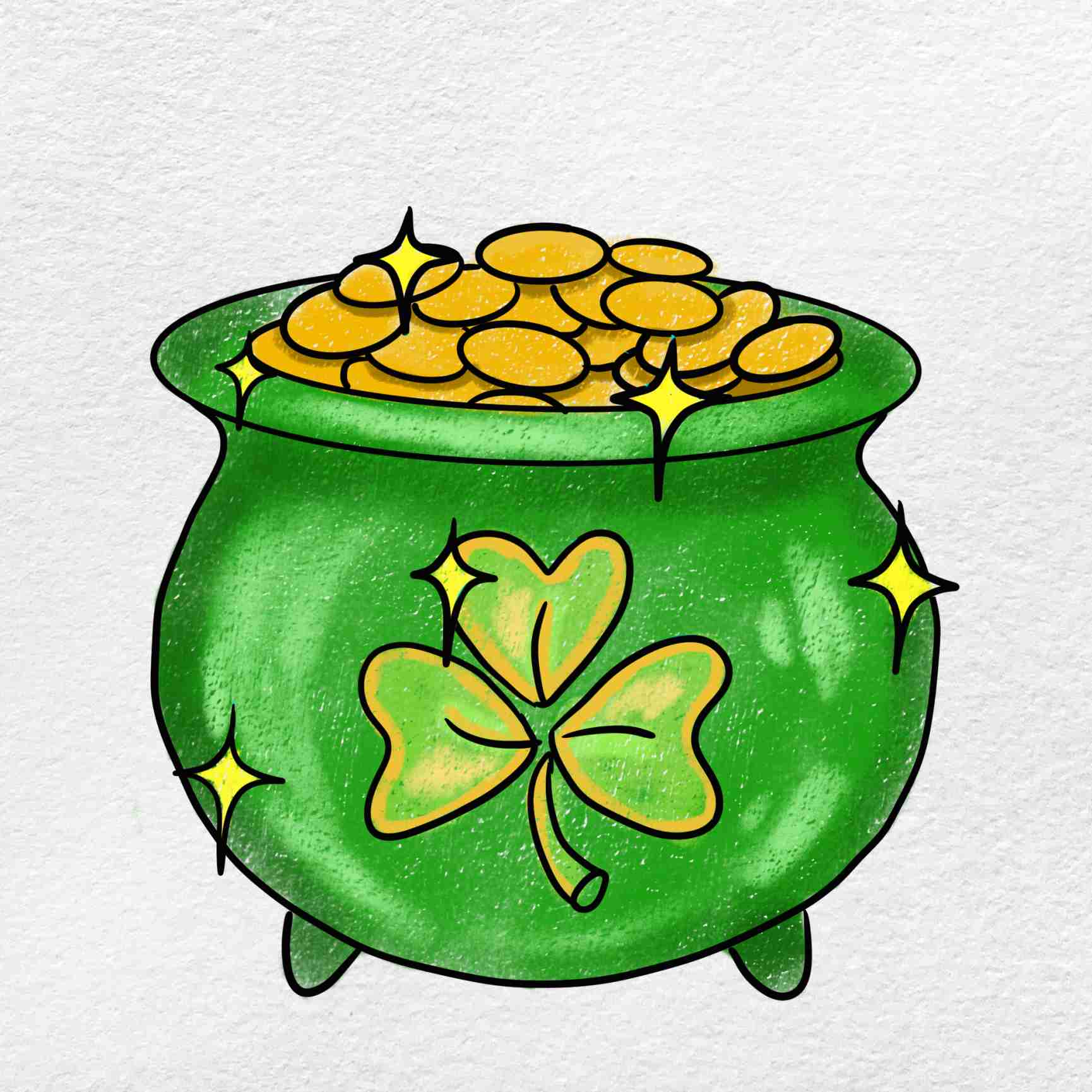 How to draw a pot of gold