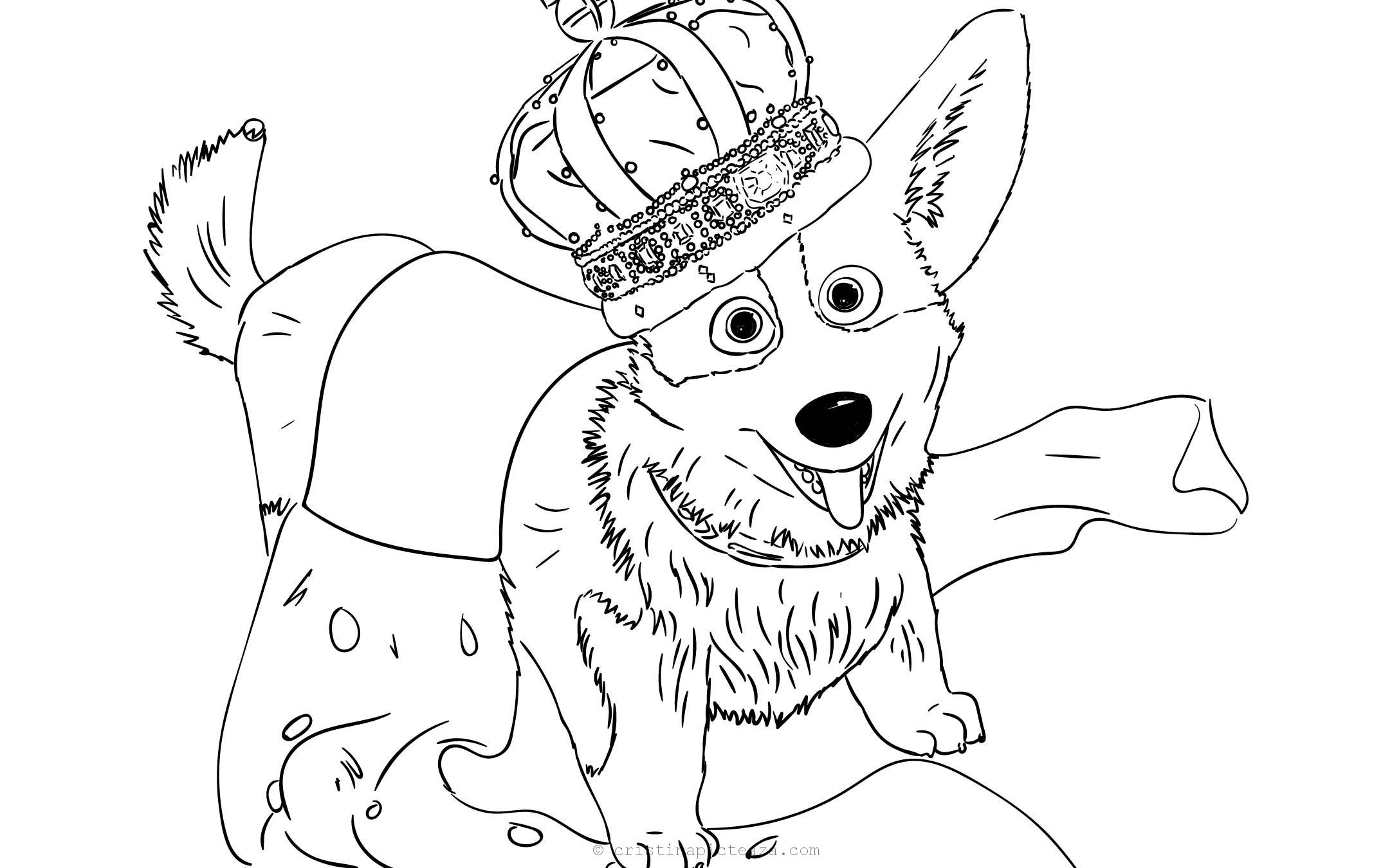 The queens corgi coloring pages â dog coloring pages