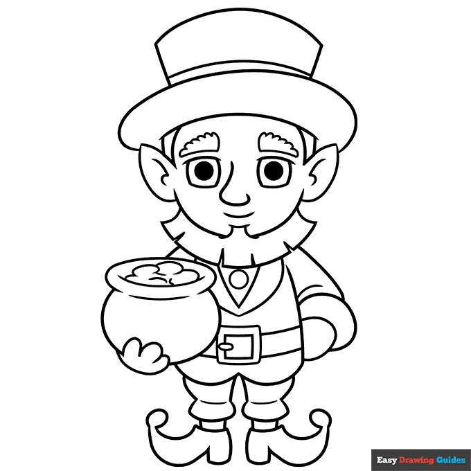 Cartoon leprechaun coloring page easy drawing guides