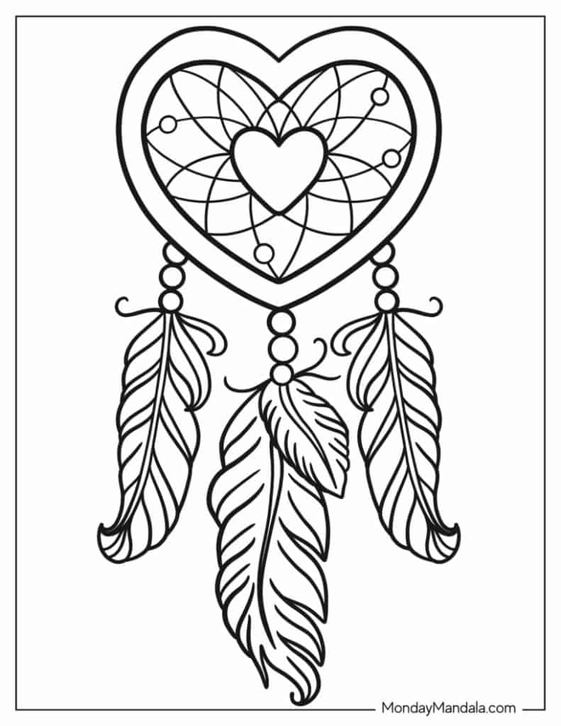 Dreamcatcher coloring pages free pdf printables