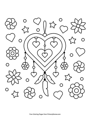 Heart shaped dream catcher coloring page â free printable pdf from