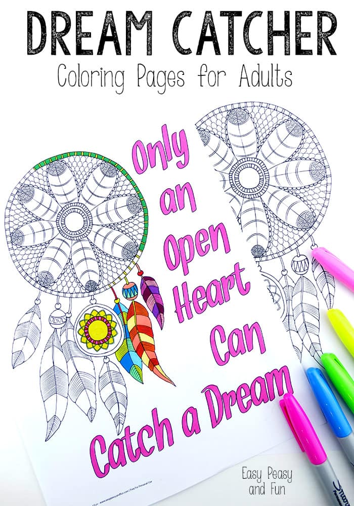 Dream catcher coloring pages for adults