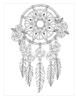 Dream catcher coloring pages by activity books with rachel tpt
