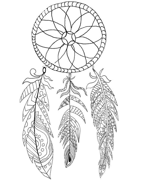 Free printable dream catcher coloring pages