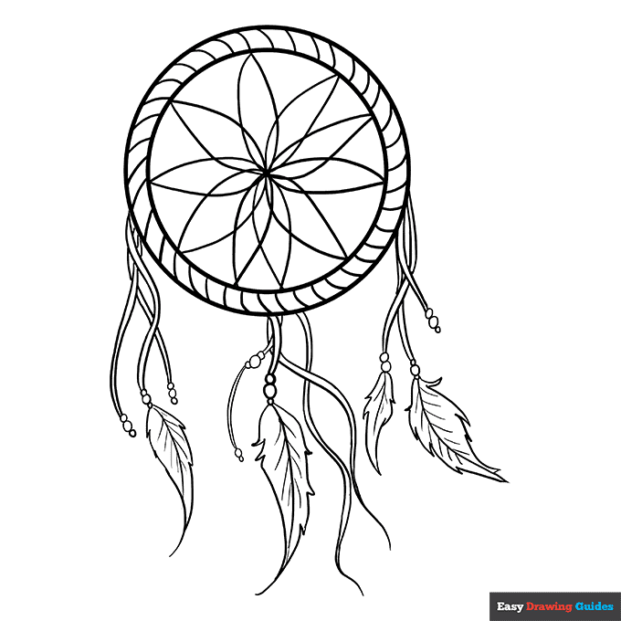 Dream catcher coloring page easy drawing guides