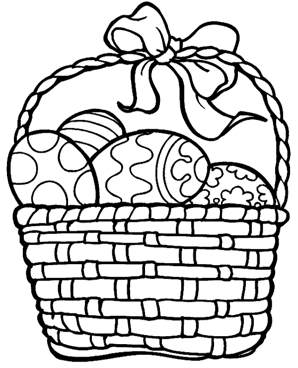 Basket full of easter eggs coloring sheet