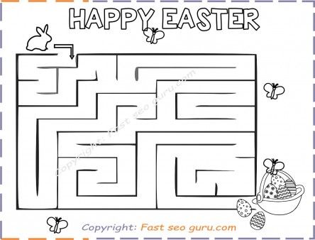 Easy easter maze puzzles printable