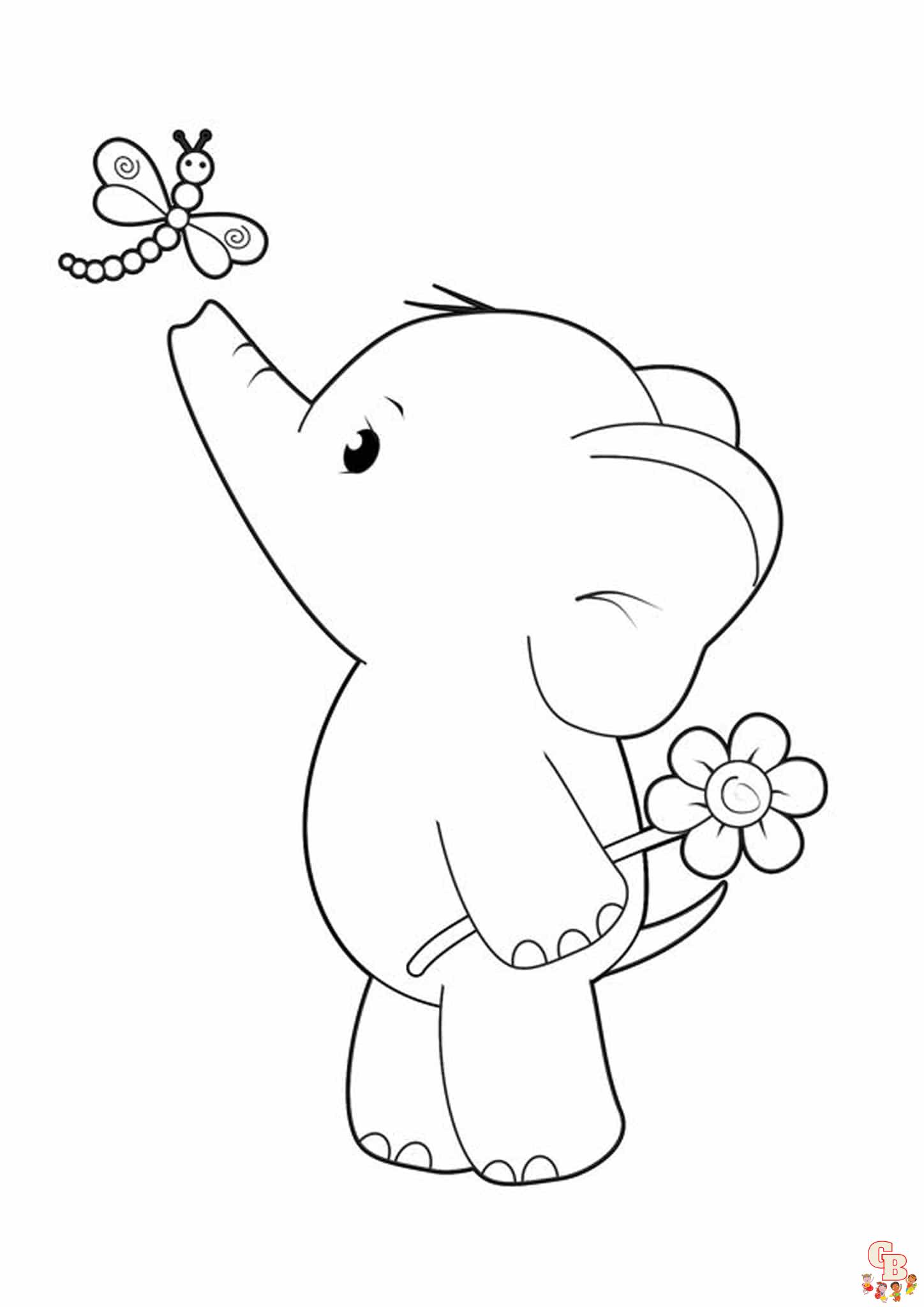 Cute elephant coloring pages