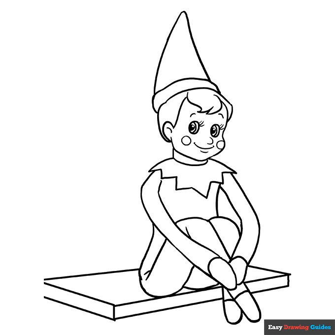 Elf on the shelf coloring page easy drawing guides