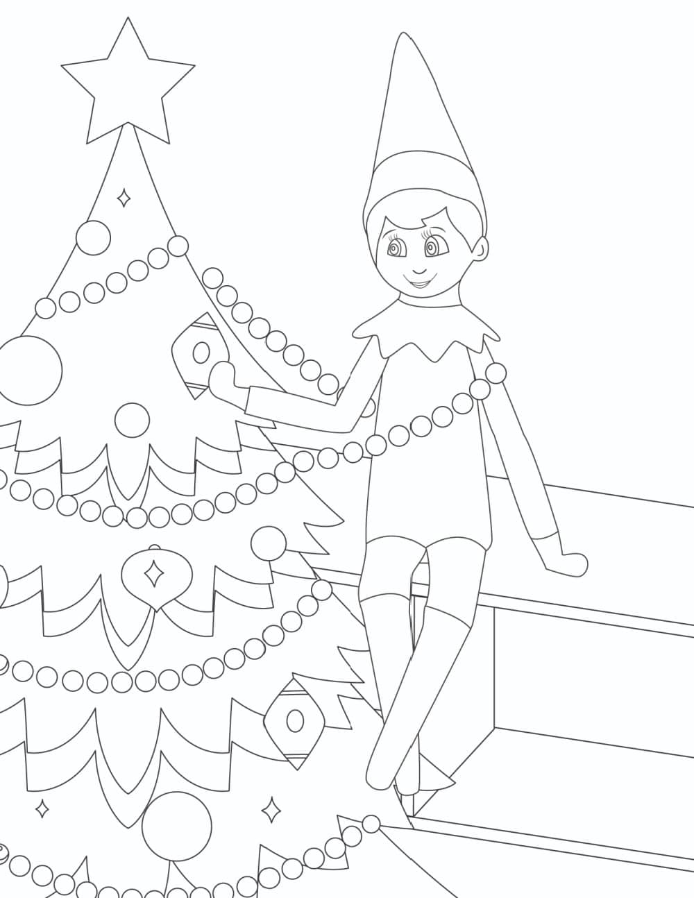 Printable elf on the shelf coloring pages