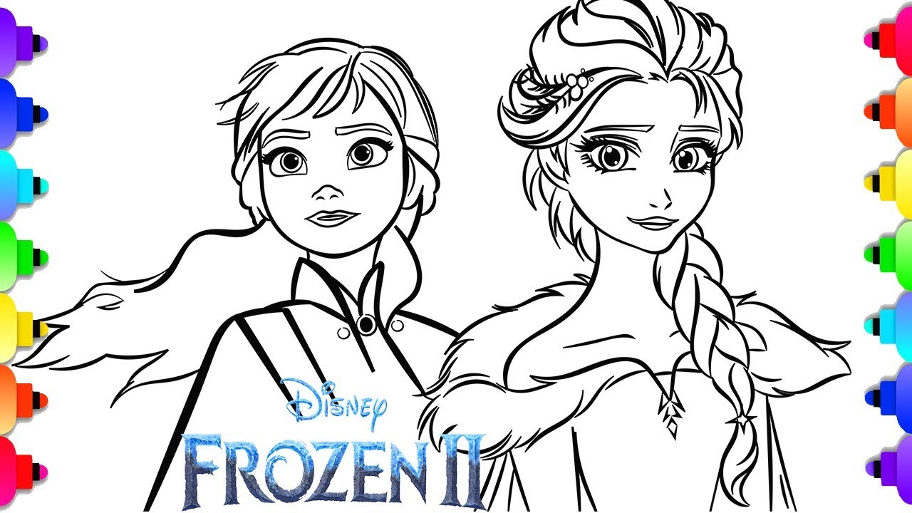 Frozen ii coloring page â learn to draw elsa and anna from disneys frozen ðâð